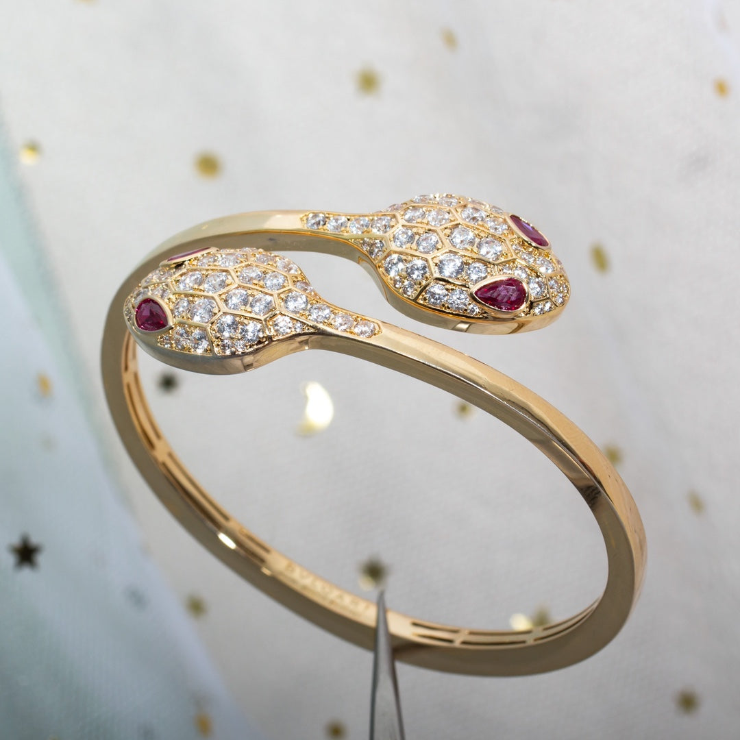 [Love's Uplift]SERPENTI BRACELET PINK GOLD DIAMOND DOUBLE SNAKE