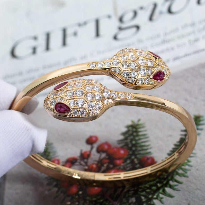 [Love's Uplift]SERPENTI BRACELET PINK GOLD DIAMOND DOUBLE SNAKE