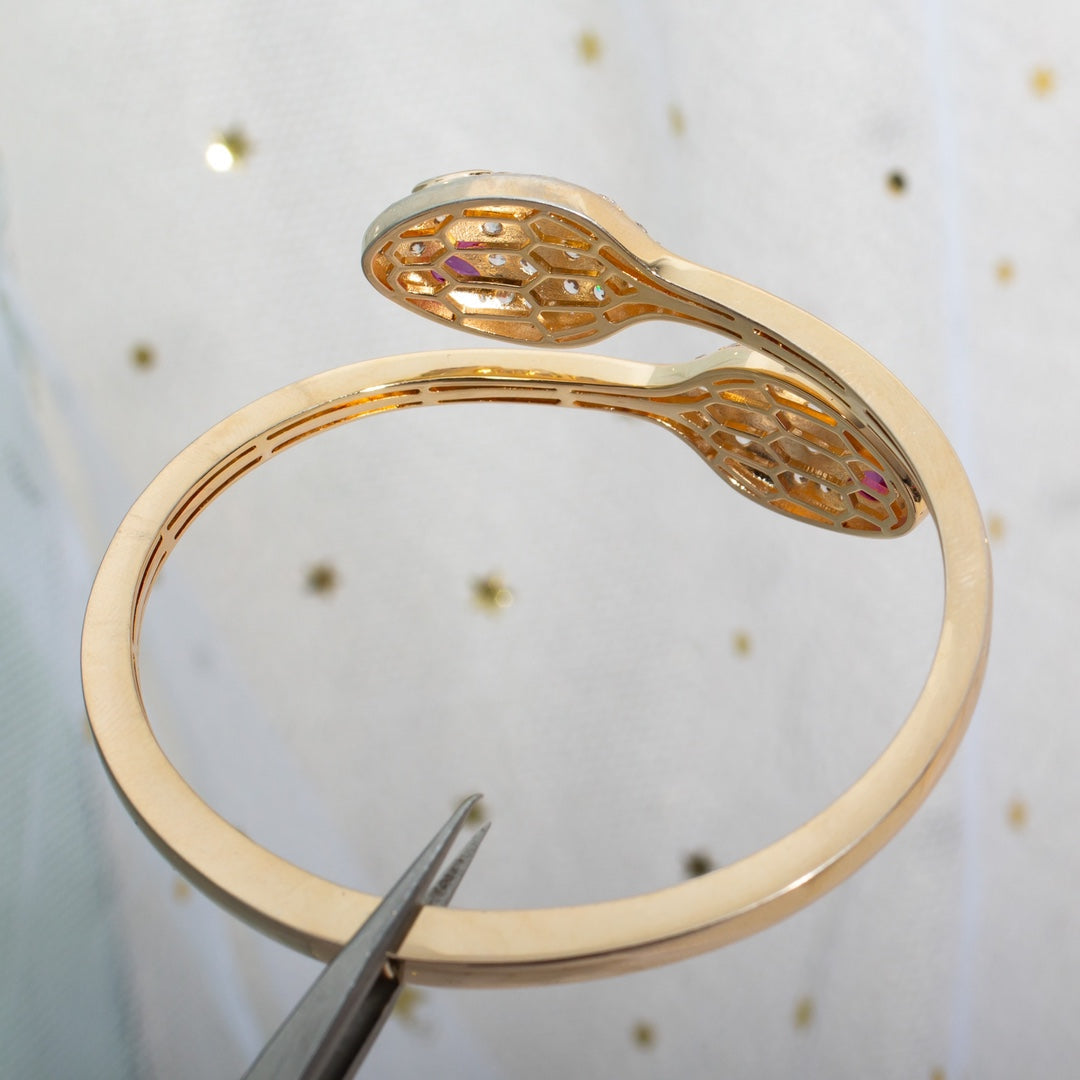[Love's Uplift]SERPENTI BRACELET PINK GOLD DIAMOND DOUBLE SNAKE