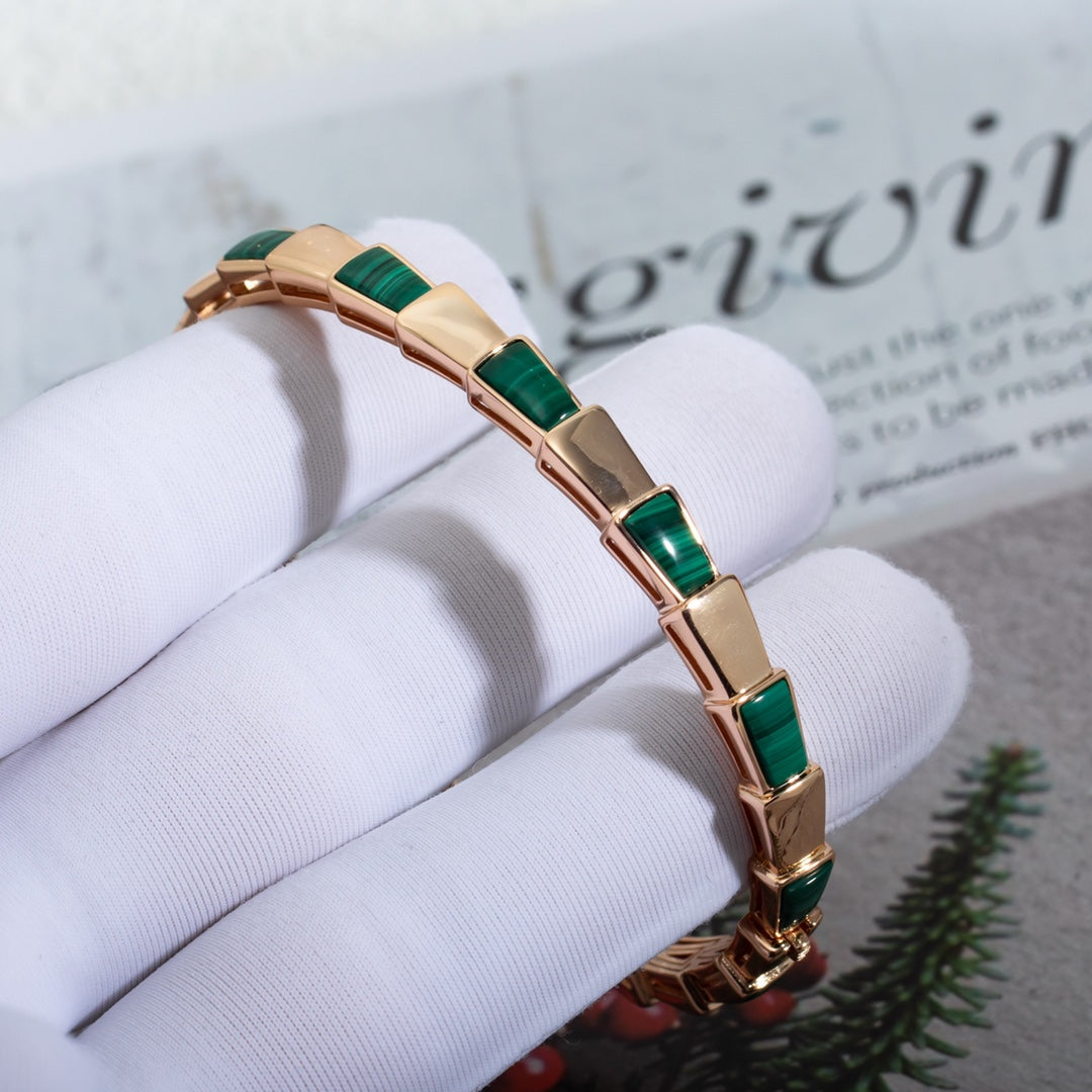 [Love's Uplift]SERPENTI BRACELET PINK GOLD MALACHITE