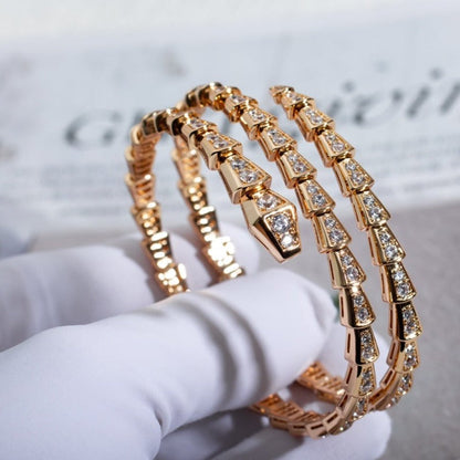 [Love's Uplift]SERPENTI BRACELET PINK GOLD DIAMOND DOUBLE ROW