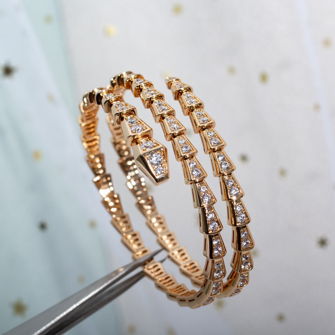 [Love's Uplift]SERPENTI BRACELET PINK GOLD DIAMOND DOUBLE ROW