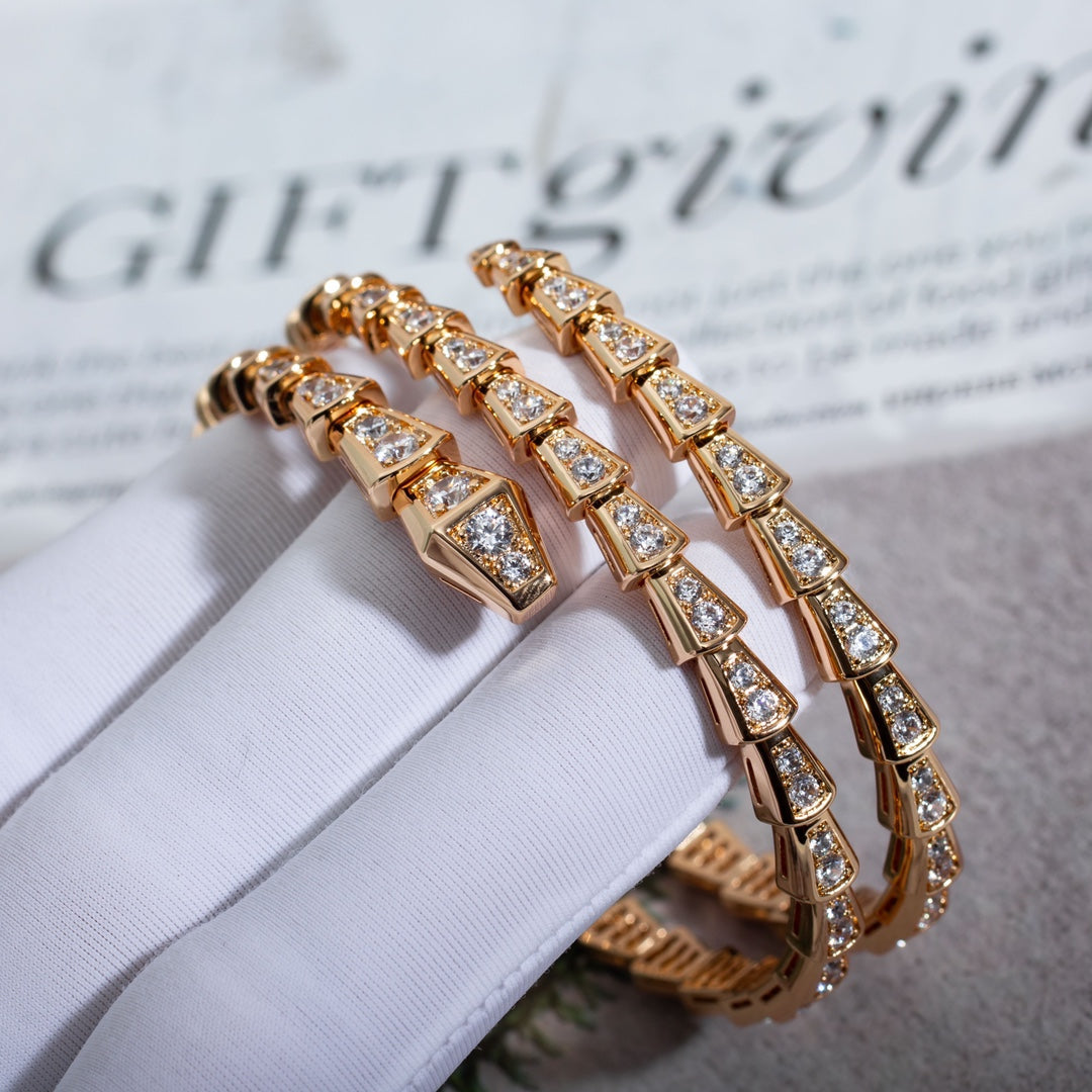 [Love's Uplift]SERPENTI BRACELET PINK GOLD DIAMOND DOUBLE ROW