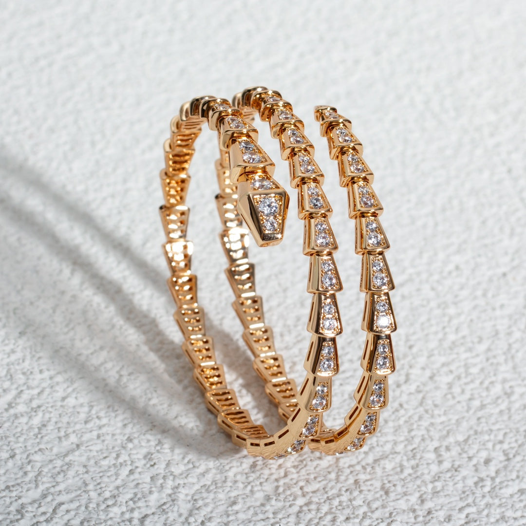 [Love's Uplift]SERPENTI BRACELET PINK GOLD DIAMOND DOUBLE ROW