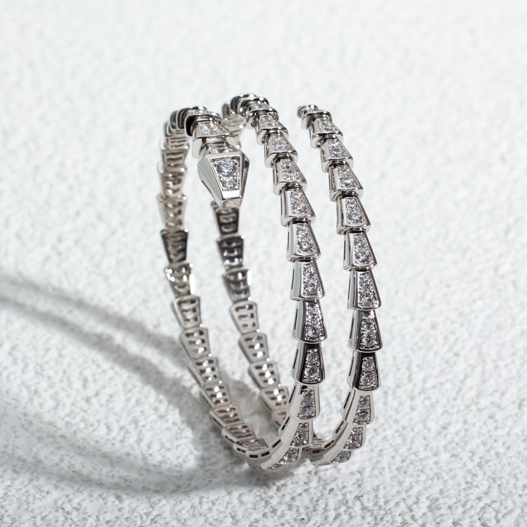 [Love's Uplift]SERPENTI BRACELET SILVER DIAMOND DOUBLE ROW