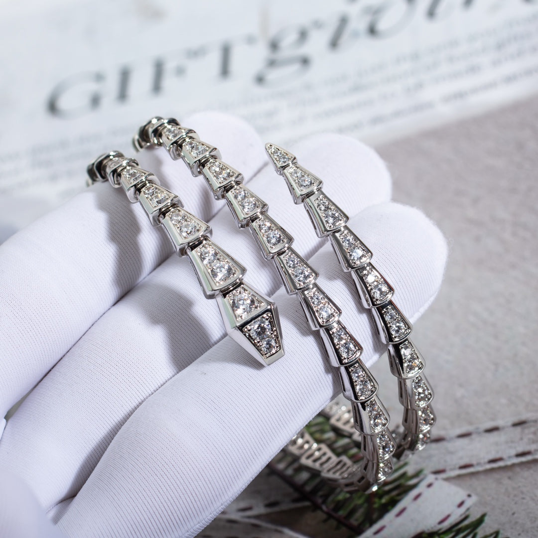 [Love's Uplift]SERPENTI BRACELET SILVER DIAMOND DOUBLE ROW