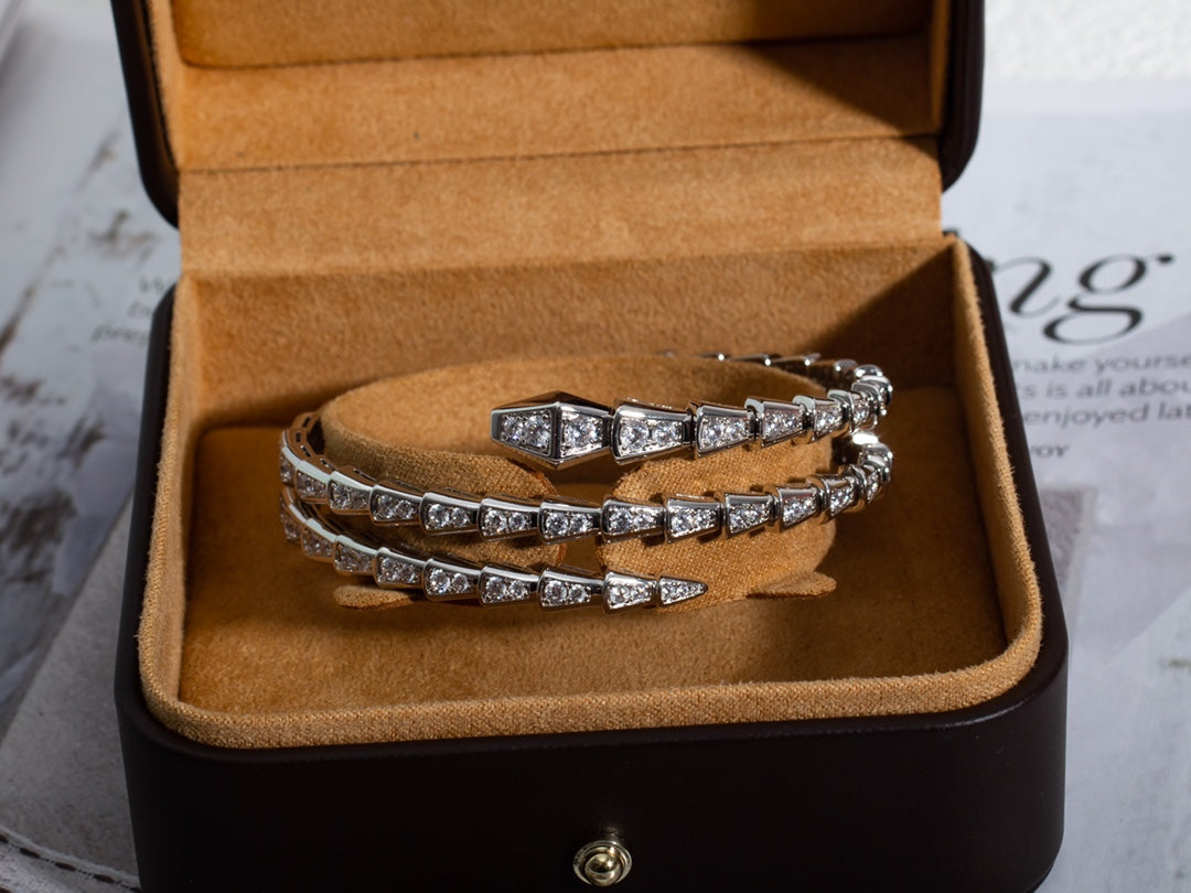 [Love's Uplift]SERPENTI BRACELET SILVER DIAMOND DOUBLE ROW