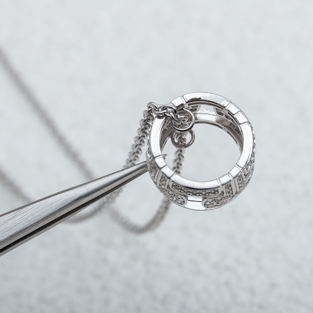 [Love's Uplift]PARENTESI NECKLACE SILVER DIAMOND