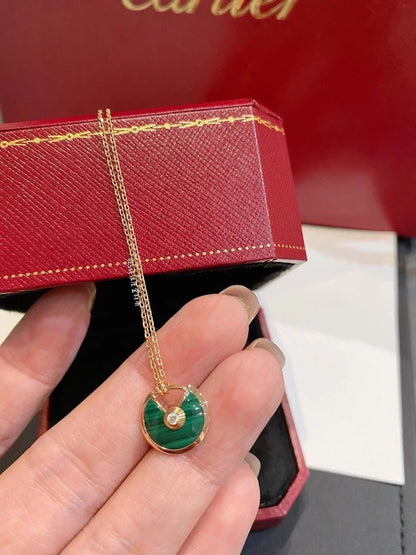[Love's Uplift]AMULETTE ROSE GOLD MALACHITE NECKLACE