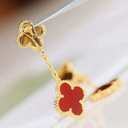 [Love's Uplift]CLOVER  2 MOTIF  TIGER EYE CARNELIAN EARRINGS