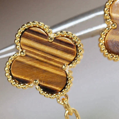 [Love's Uplift]CLOVER  2 MOTIF  TIGER EYE CARNELIAN EARRINGS