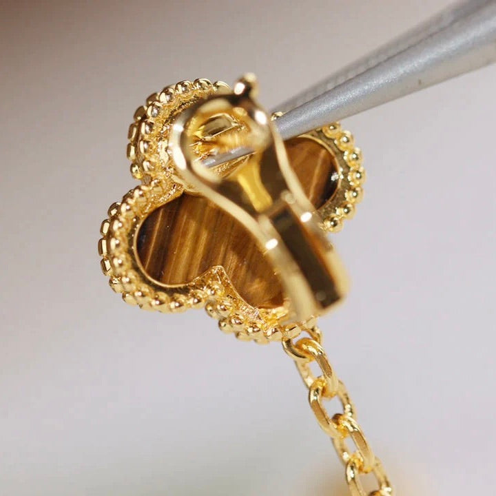 [Love's Uplift]CLOVER  2 MOTIF  TIGER EYE CARNELIAN EARRINGS