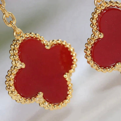 [Love's Uplift]CLOVER  2 MOTIF  TIGER EYE CARNELIAN EARRINGS