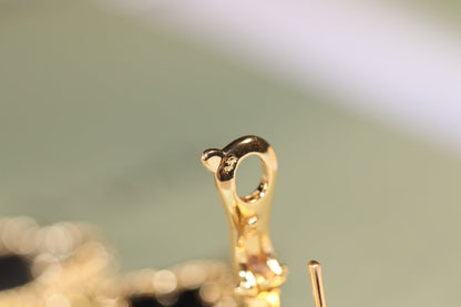 [Love's Uplift]CLOVER EARRINGS GOLD ONYX MOP 3 MOTIF