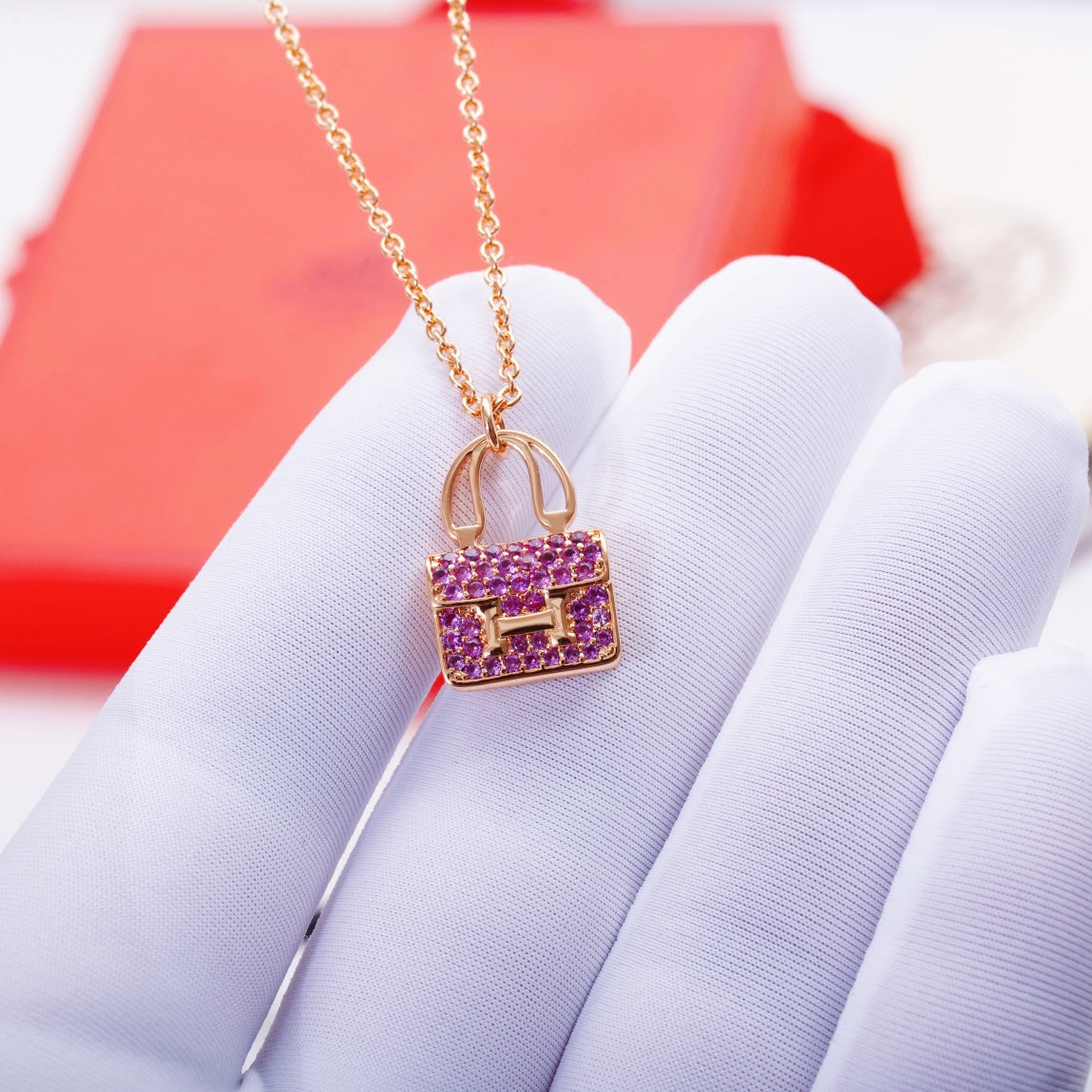 [Love's Uplift]CONSTANCE PEDANT PURPLE DIAMOND NECKLACE