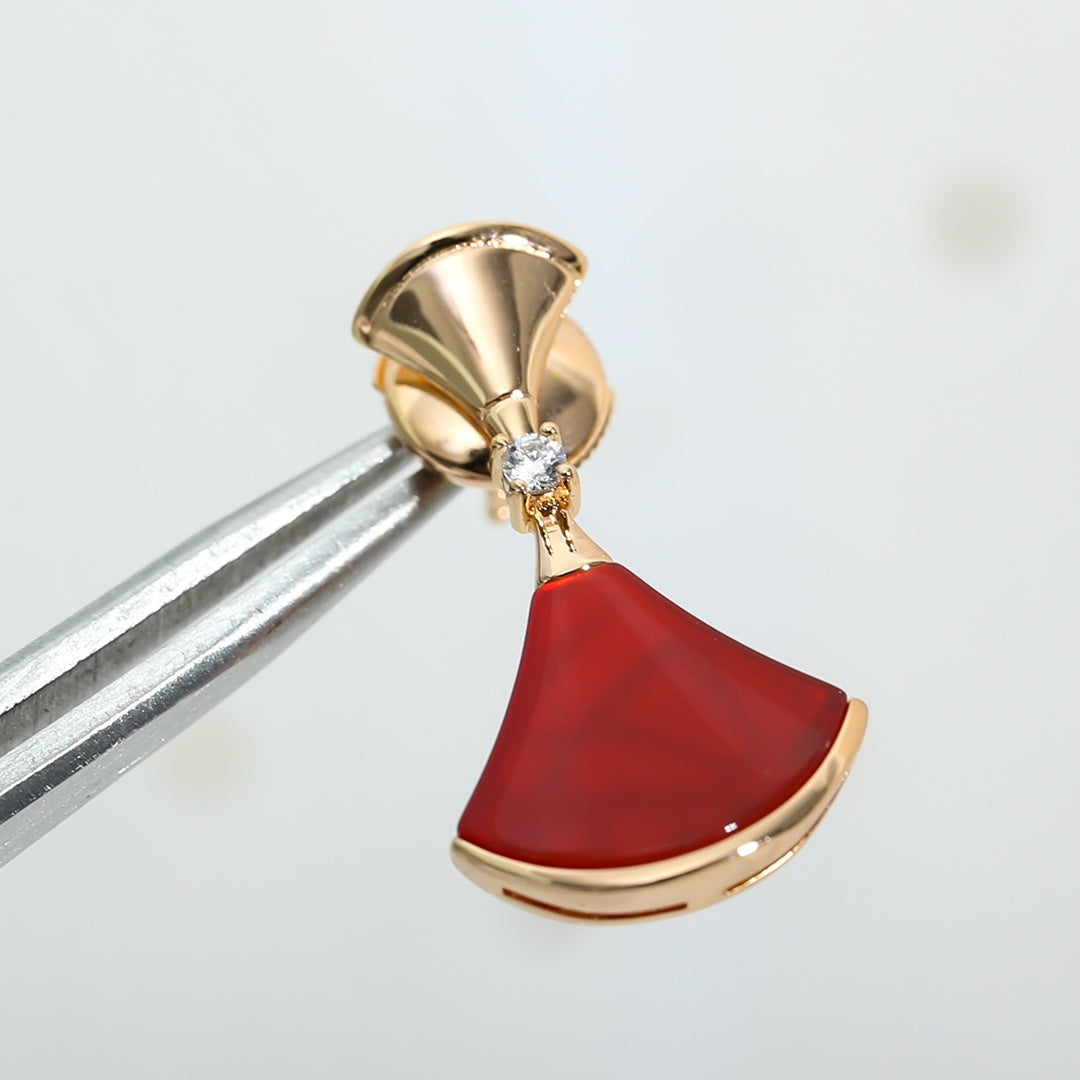 [Love's Uplift]DREAM Carnelian PINK GOLD EARRINGS
