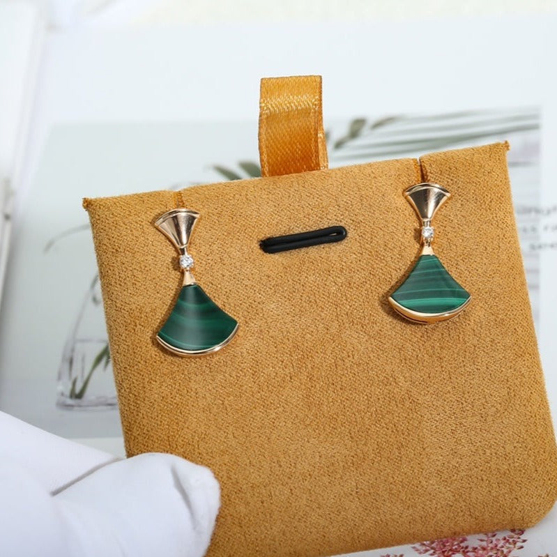 [Love's Uplift]DREAM MALACHITE PINK GOLD EARRINGS