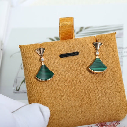 [Love's Uplift]DREAM MALACHITE PINK GOLD EARRINGS