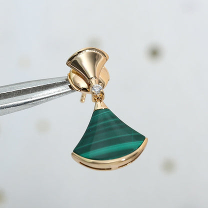 [Love's Uplift]DREAM MALACHITE PINK GOLD EARRINGS