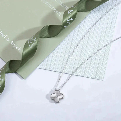 [Love's Uplift]CLOVER  15MM DIAMOND LASER NECKLACE SILVER