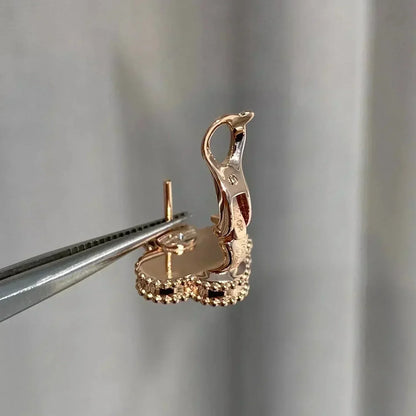 [Love's Uplift]CLOVER MEDIUM 1 MOTIFS  PINK MOP DIAMOND EARRINGS