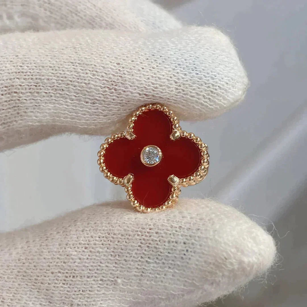 [Love's Uplift]CLOVER MEDIUM 1 MOTIFS CARNELIAN  DIAMOND earrings