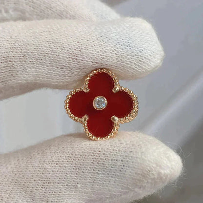 [Love's Uplift]CLOVER MEDIUM 1 MOTIFS CARNELIAN  DIAMOND earrings