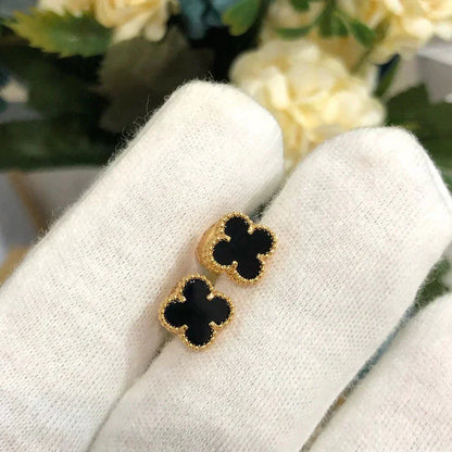 [Love's Uplift]CLOVER MINI 9.5MM BLACK MOP EARRINGS