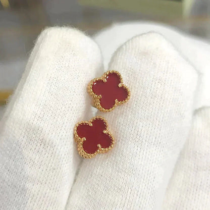 [Love's Uplift]CLOVER MINI 9.5MM CARNELIAN EARRINGS