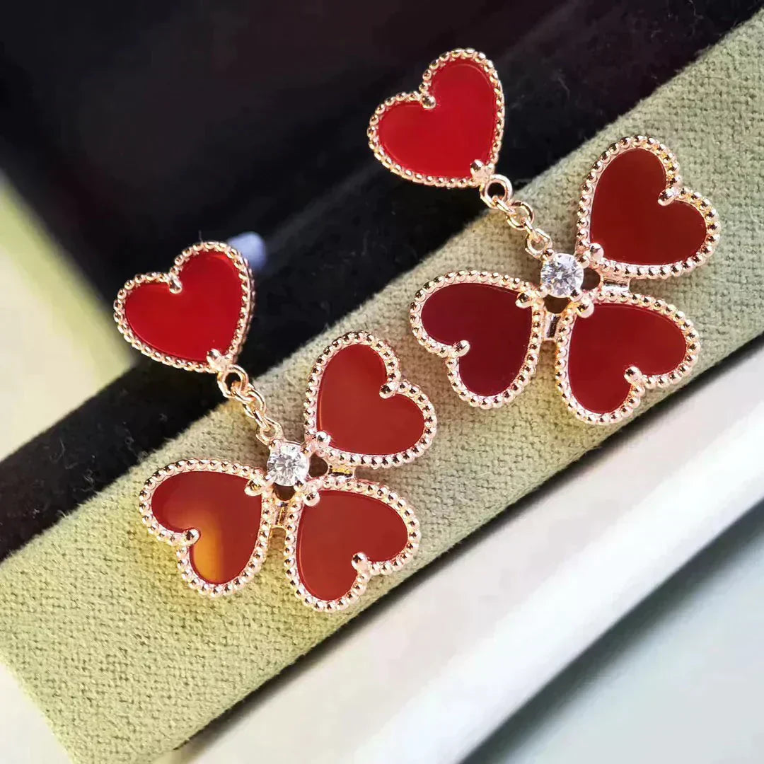 [Love's Uplift]SWEET CLOVER CARNELIAN EARRINGS