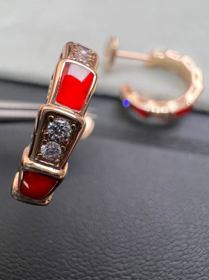 [Love's Uplift]SERPENTI CARNELIAN PINK GOLD EARRINGS