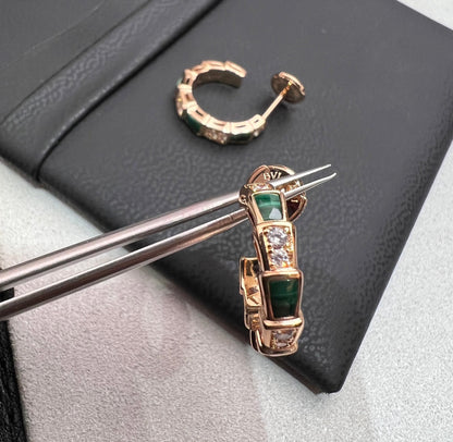 [Love's Uplift]SERPENTI MALACHITE PINK GOLD EARRINGS