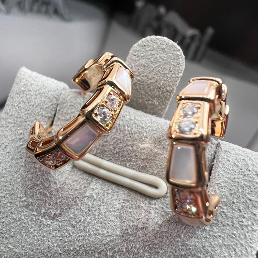 [Love's Uplift]SERPENTI MOP PINK GOLD EARRINGS