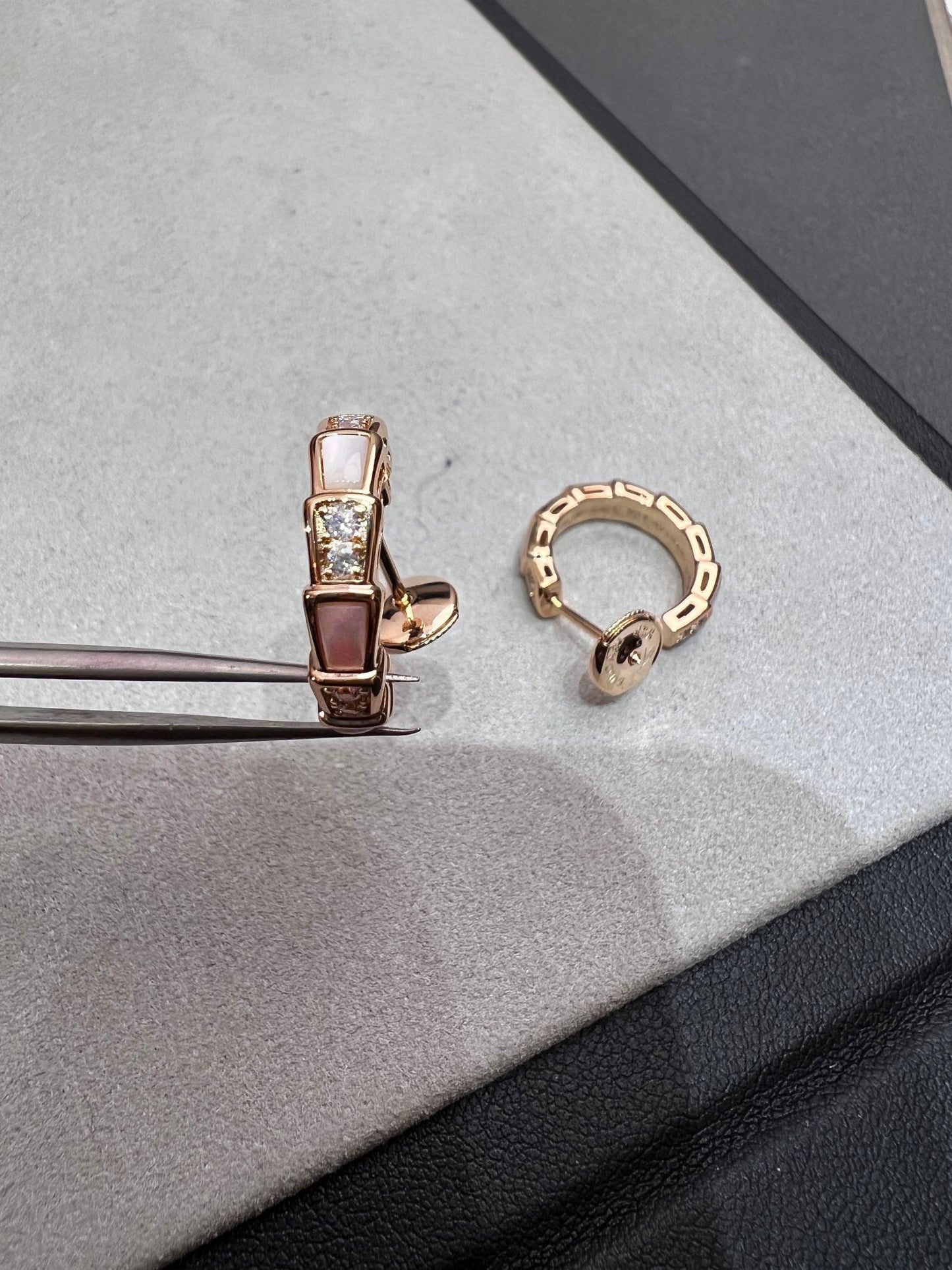[Love's Uplift]SERPENTI MOP PINK GOLD EARRINGS
