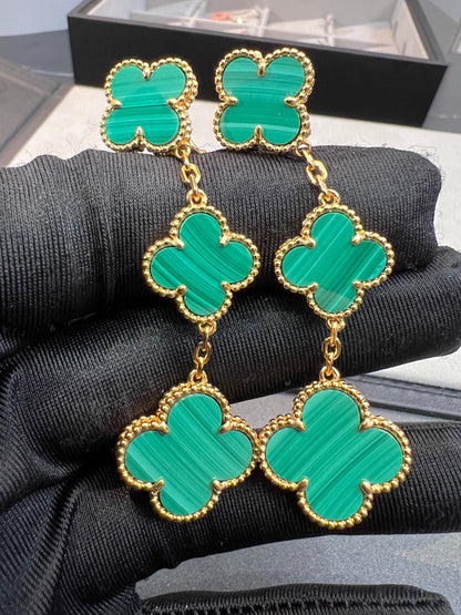 [Love's Uplift]CLOVER MALACHITE 3 MOTIFS GOLD