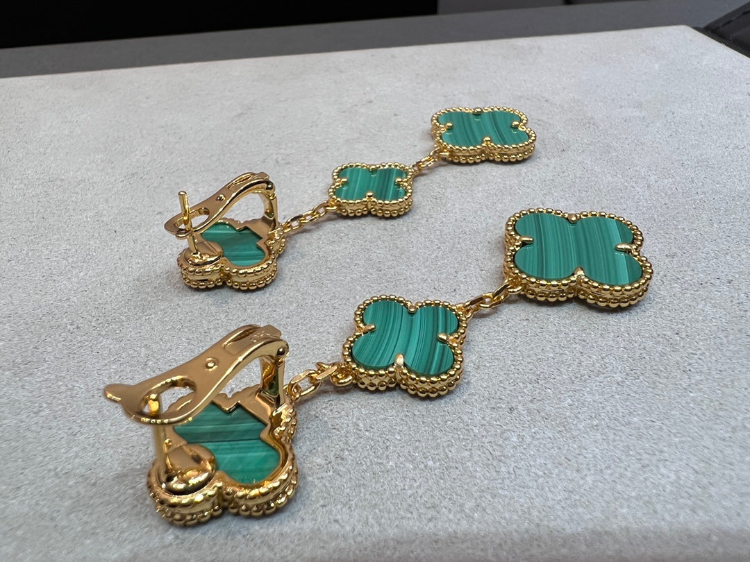 [Love's Uplift]CLOVER MALACHITE 3 MOTIFS GOLD