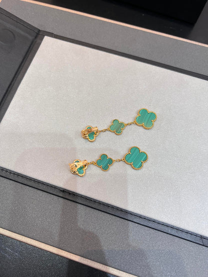 [Love's Uplift]CLOVER MALACHITE 3 MOTIFS GOLD