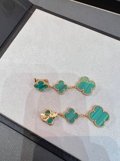 [Love's Uplift]CLOVER MALACHITE 3 MOTIFS GOLD