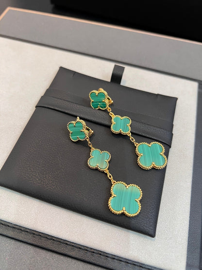 [Love's Uplift]CLOVER MALACHITE 3 MOTIFS GOLD