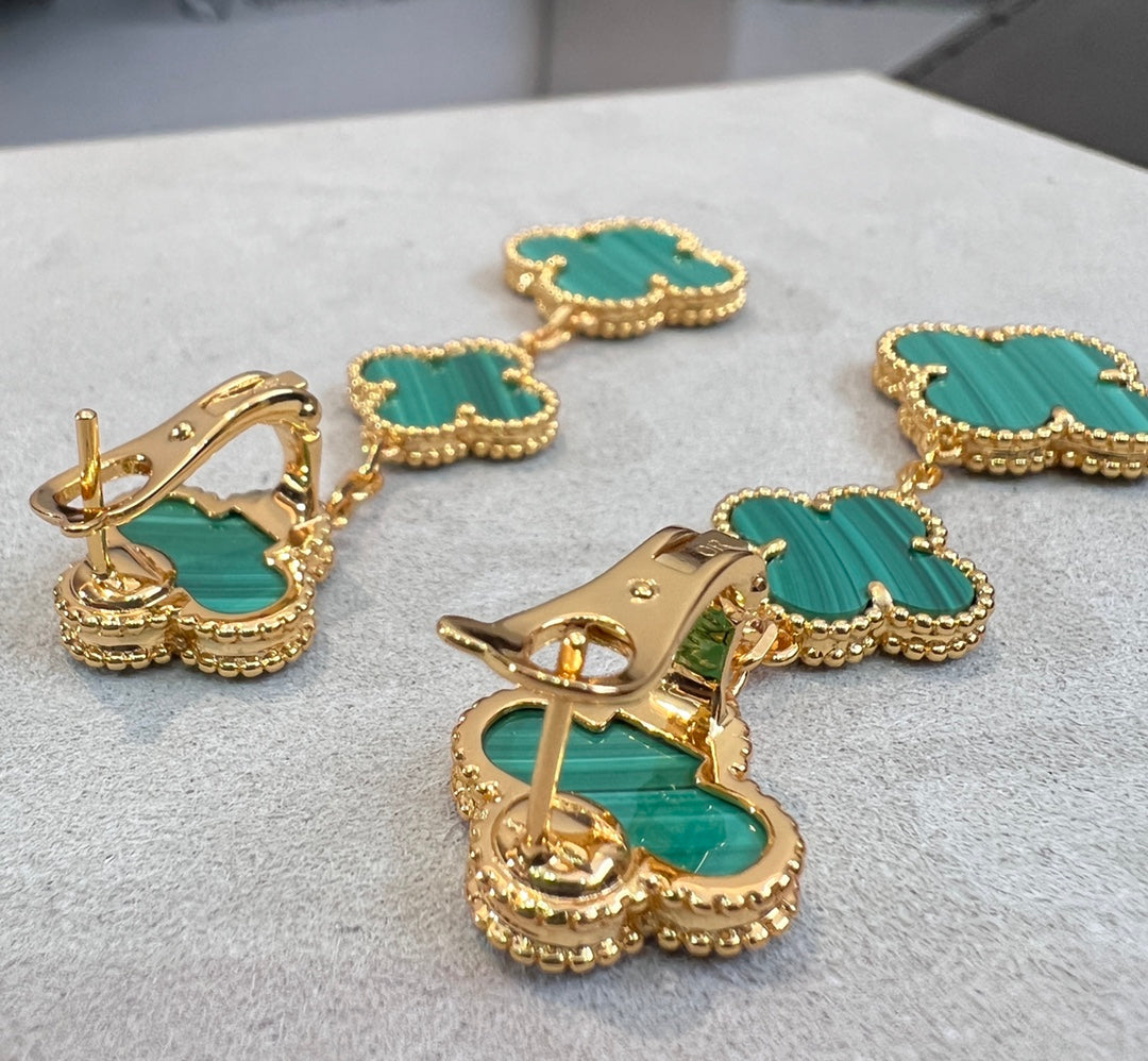 [Love's Uplift]CLOVER MALACHITE 3 MOTIFS GOLD