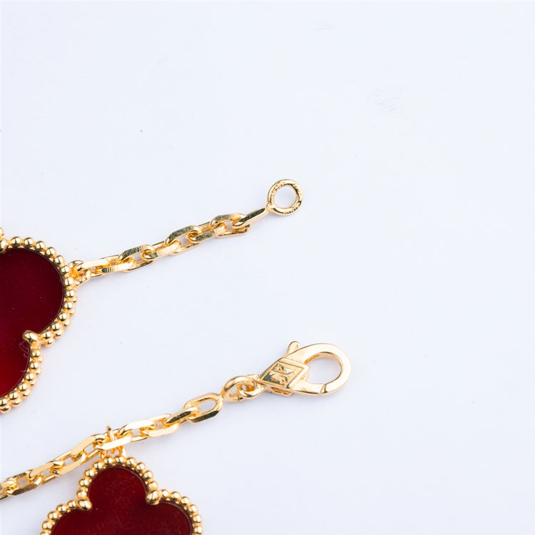 [Love's Uplift]CLOVER BRACELET 5 MOTIFS CARNELIAN TIGER EYE