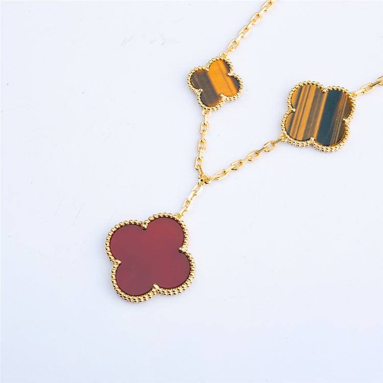 [Love's Uplift]CLOVER BRACELET 5 MOTIFS CARNELIAN TIGER EYE