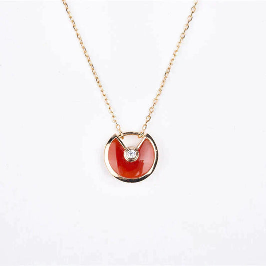 [Love's Uplift]AMULETTE GOLD CARNELIAN ONYX NECKLACE