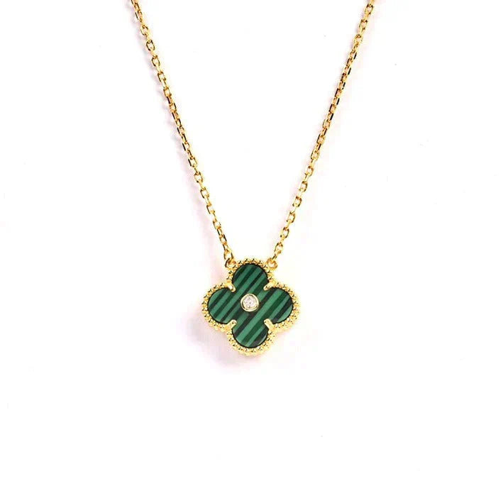[Love's Uplift]CLOVER 15MM DIAMOND TURQUOISE NECKLACE