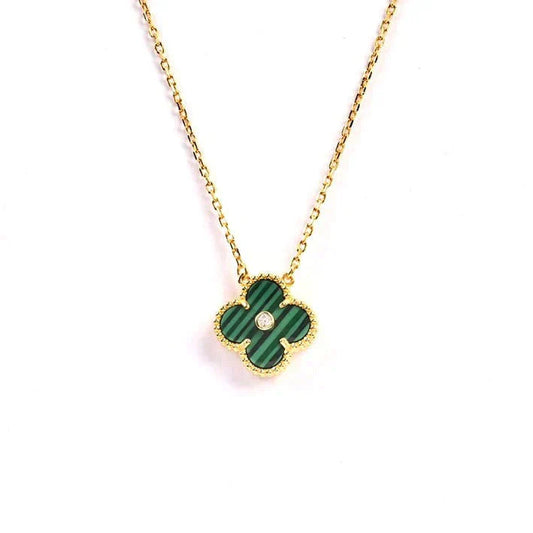 [Love's Uplift]CLOVER 15MM DIAMOND TURQUOISE NECKLACE