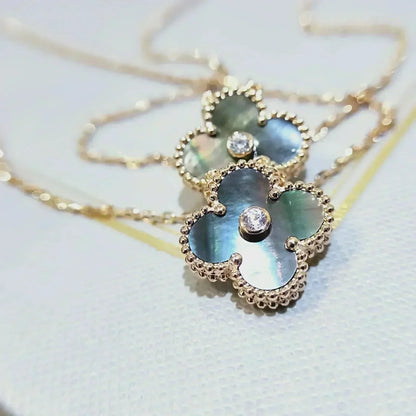[Love's Uplift]CLOVER 15MM DIAMOND AND MOTHER-OF-GREY NECKLACE