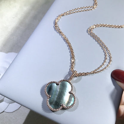 [Love's Uplift]CLOVER 25MM GOLD DARK MOP BIG CLOVER NECKLACE