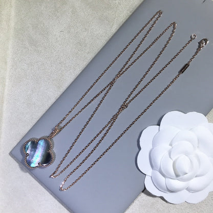 [Love's Uplift]CLOVER 25MM GOLD DARK MOP BIG CLOVER NECKLACE