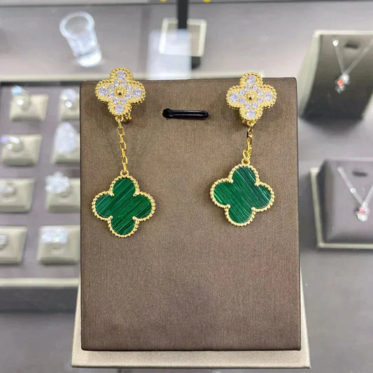 [Love's Uplift]CLOVER  2 MOTIFS  DIAMOND  EARRINGS (MULTIPLE CHOICESç´
