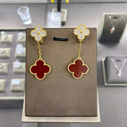 [Love's Uplift]CLOVER  2 MOTIFS  DIAMOND  EARRINGS (MULTIPLE CHOICESç´